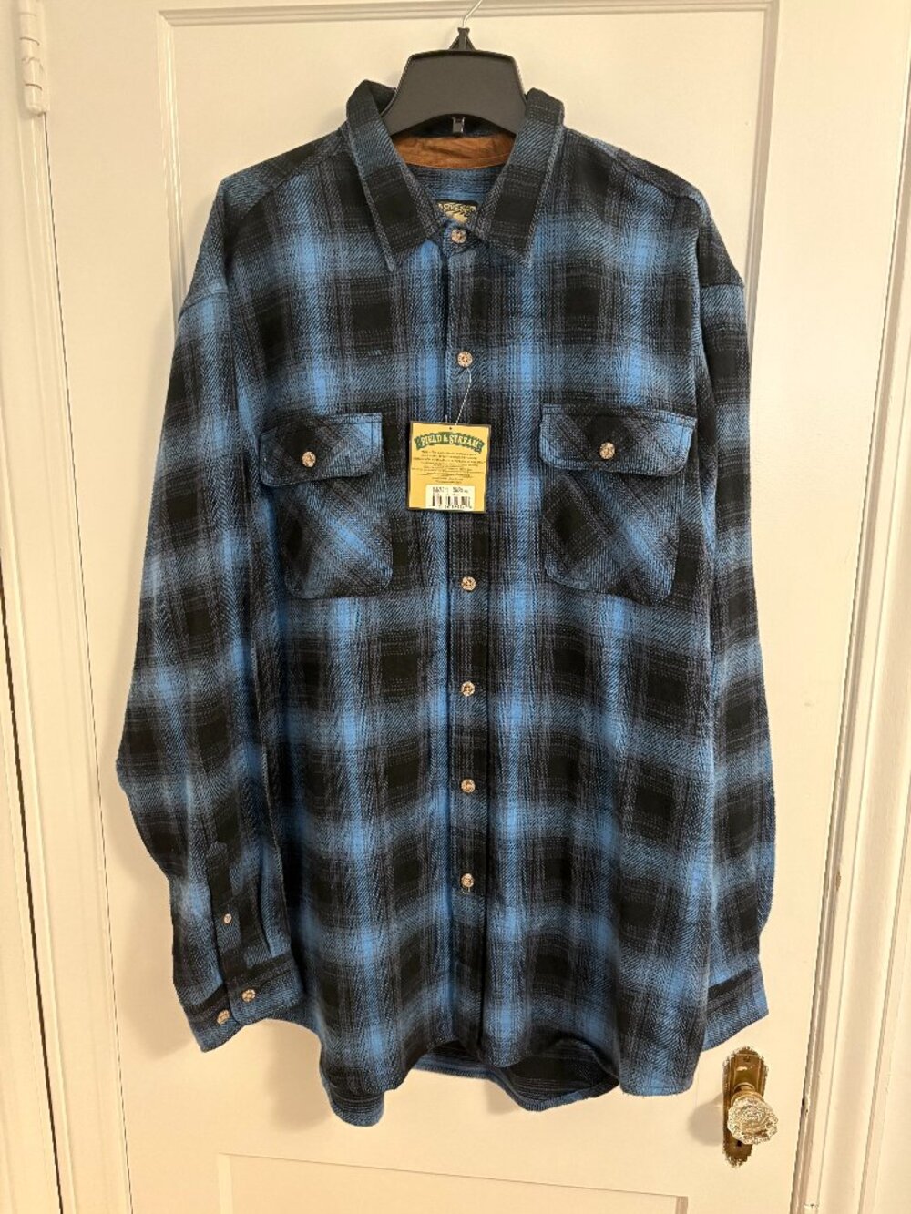 Field & Stream Blue Plaid Men's 2XLT Long Sleeve Medium Weight Button Down